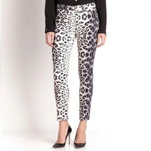 3 for $20 KAREN KANE Womens Leopard Print Skinny Straight Leg Pants Ivory Black